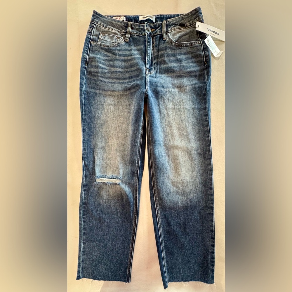 VIGOSS Stevie Crop Straight Raw Hem Jeans (28) - Picture 3 of 16